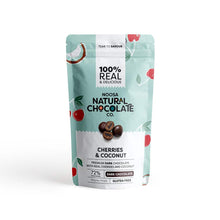 Load image into Gallery viewer, Noosa Natural Chocolate Co. Cherries &amp; Coconut Coated in Premium Dark Chocolate