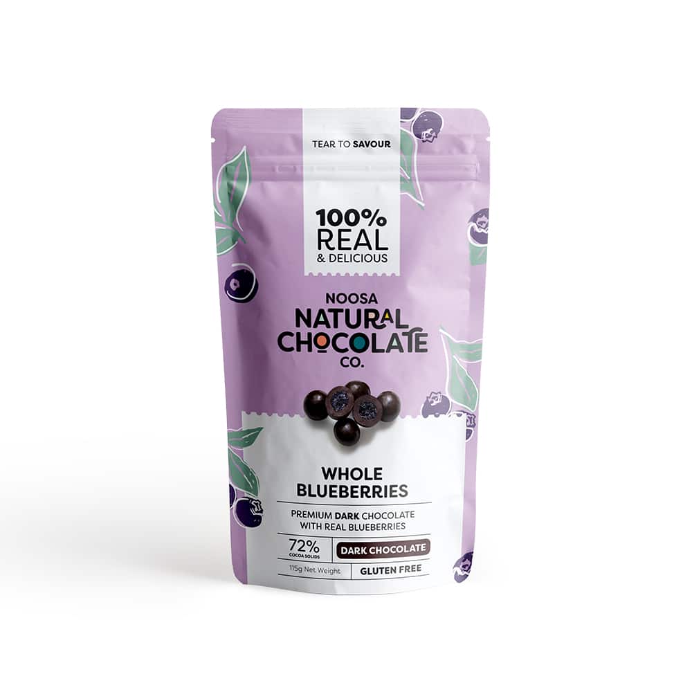 Noosa Natural Chocolate Co. Blueberries Coated in Imported Dark Chocolate